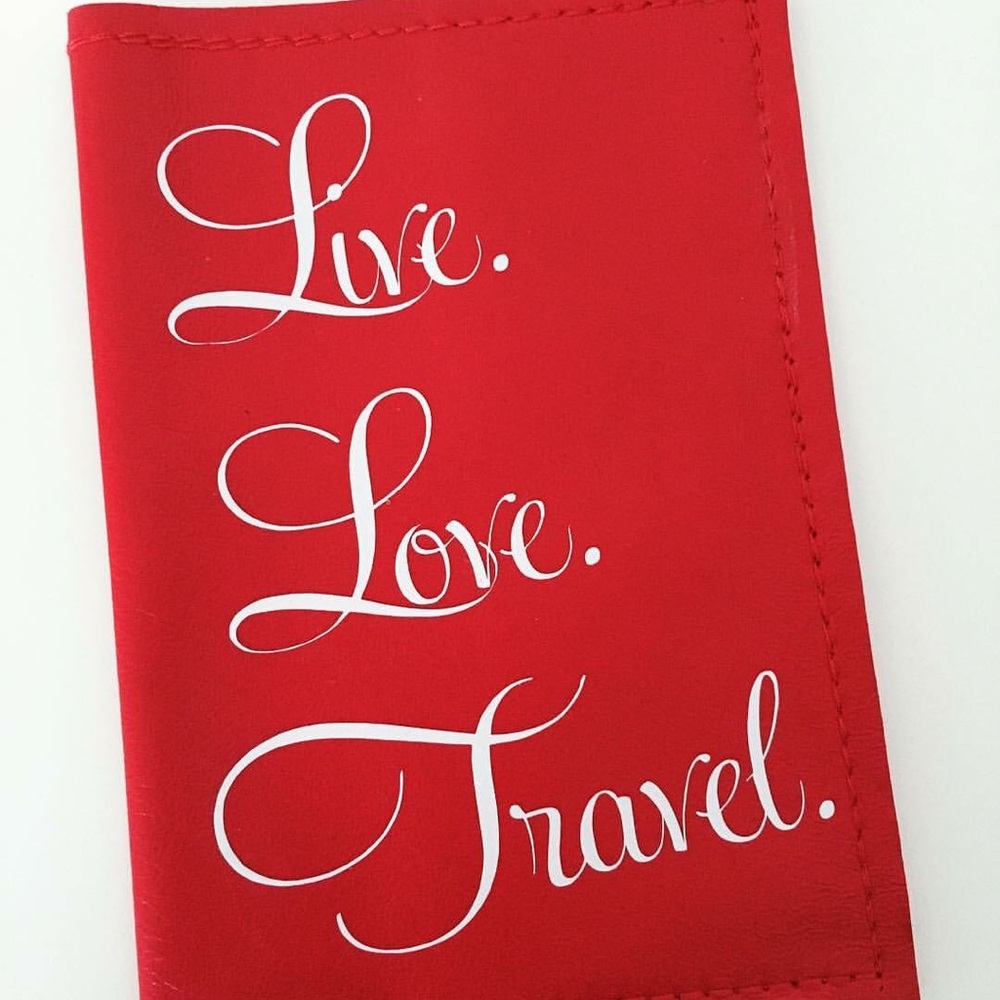 Leather passport cover, red